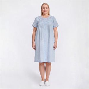 Plus Size Moon to Noon Short Sleeve Tiny Gingham Duster